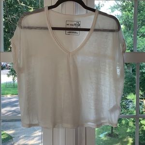 Free People White Cropped T-Shirt